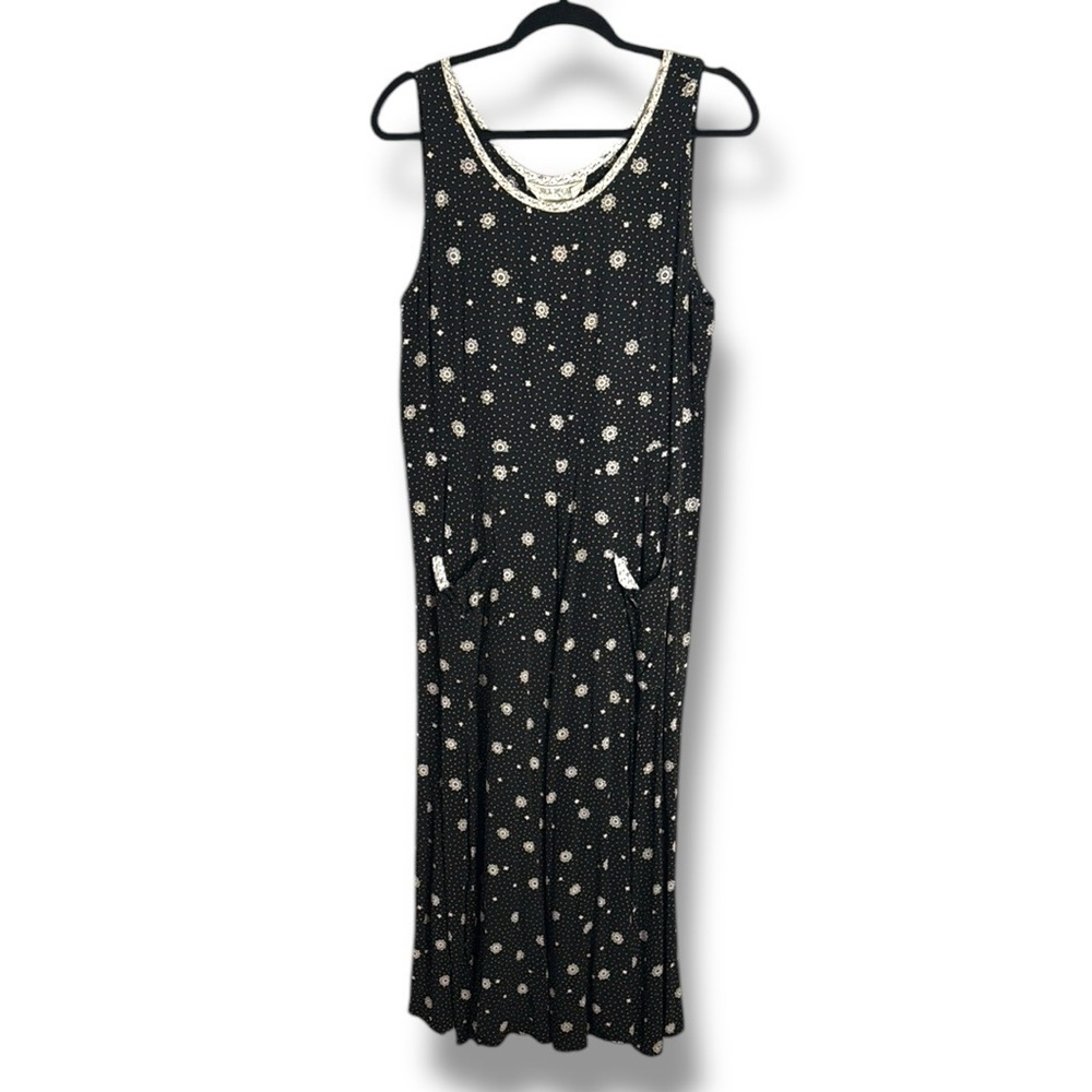 Vintage Janice McCarty Sleeveless Maxi Dress Size Large Cottagecore Boho